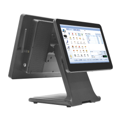 15"–23.8" Dual Screen POS Terminal with Stand-Mounted Customer Display for Retail & Restaurant