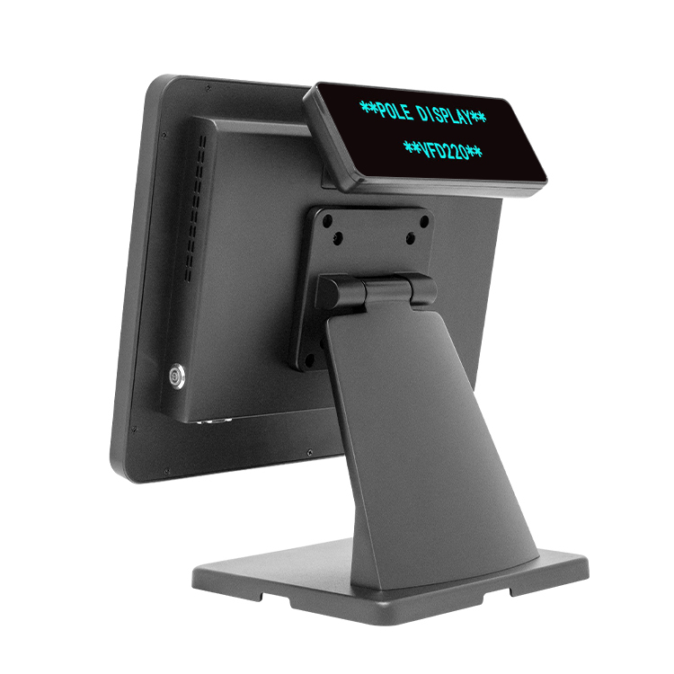 15 Inch Single or Dual Screen Touch POS Terminal with VFD Customer Display in Metal Housing
