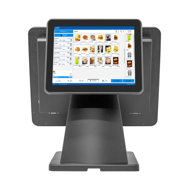 15 Inch Single or Dual Screen Touch POS Terminal with VFD Customer Display in Metal Housing