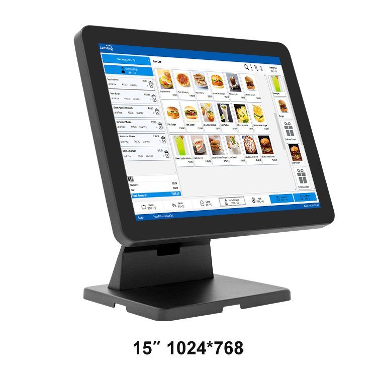 15 Inch Single or Dual Screen Touch POS Terminal with VFD Customer Display in Metal Housing