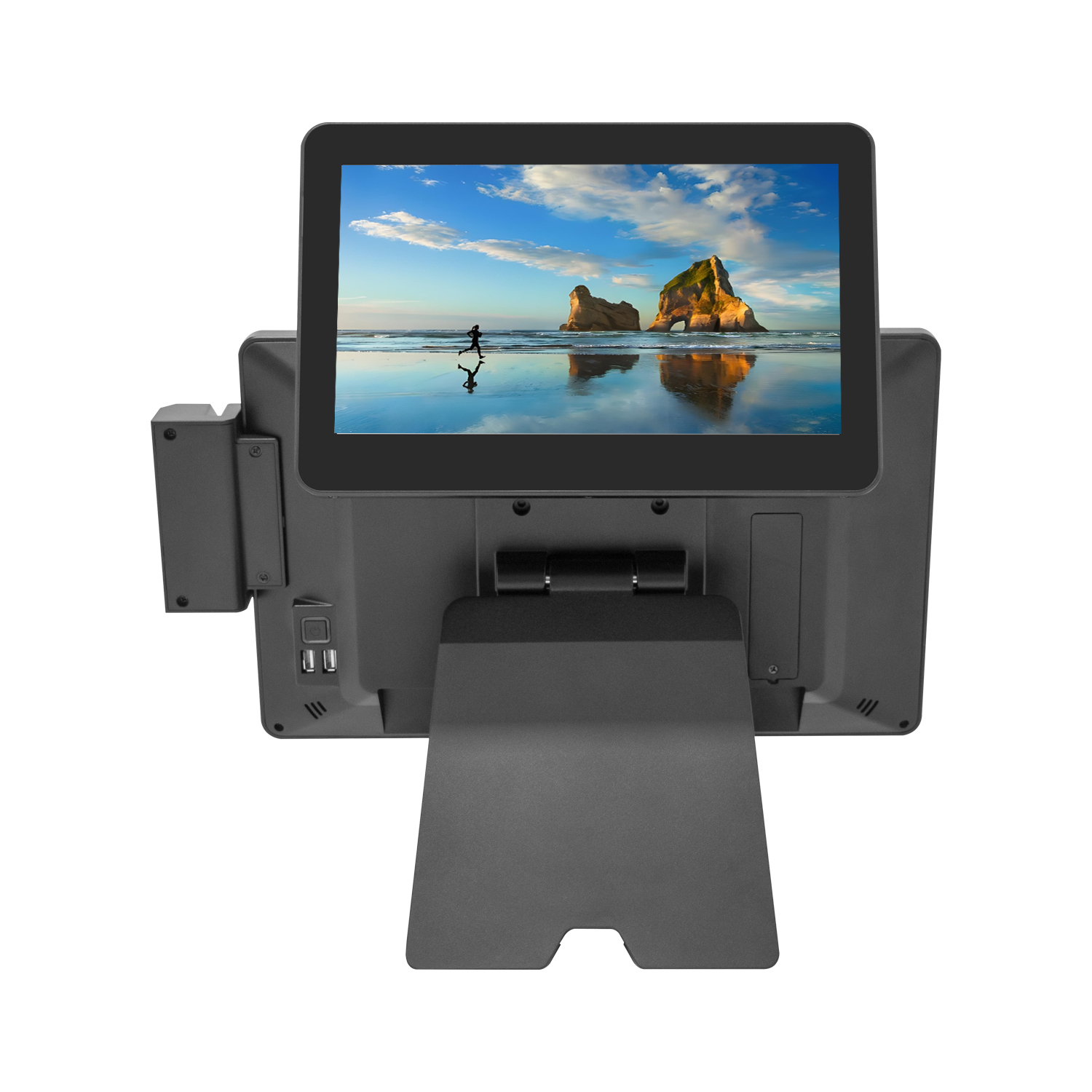 Folding base 15 inch dual screen capacitive touch ordering industrial all in one POS machine all-in-one machine