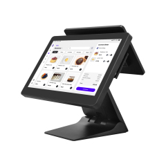 Fanless Dual-Screen POS System, Waterproof Commercial Touch Cash Register for Restaurant & Retail