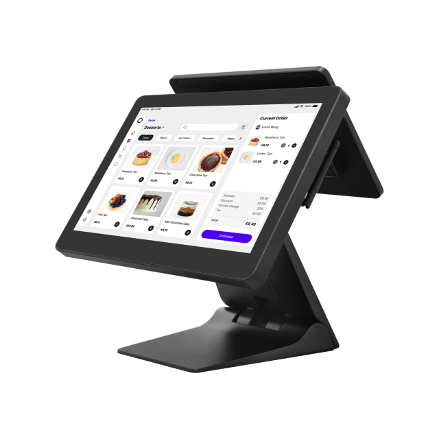Fanless Dual-Screen POS System, Waterproof Commercial Touch Cash Register for Restaurant & Retail