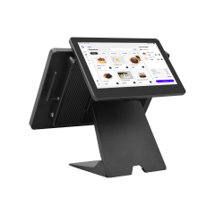 Fanless Dual-Screen POS System, Waterproof Commercial Touch Cash Register for Restaurant & Retail