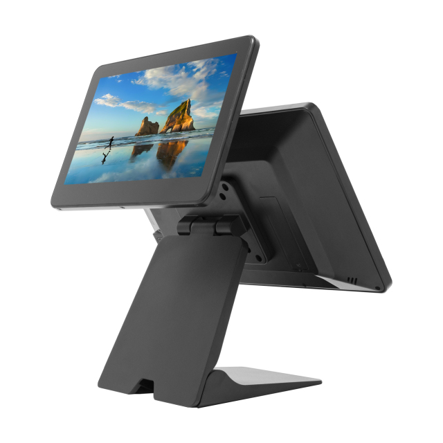 Folding base 15 inch dual screen capacitive touch ordering industrial all in one POS machine all-in-one machine