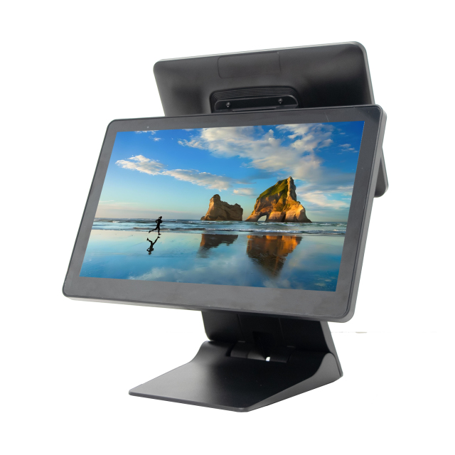 Folding base 15 inch dual screen capacitive touch ordering industrial all in one POS machine all-in-one machine