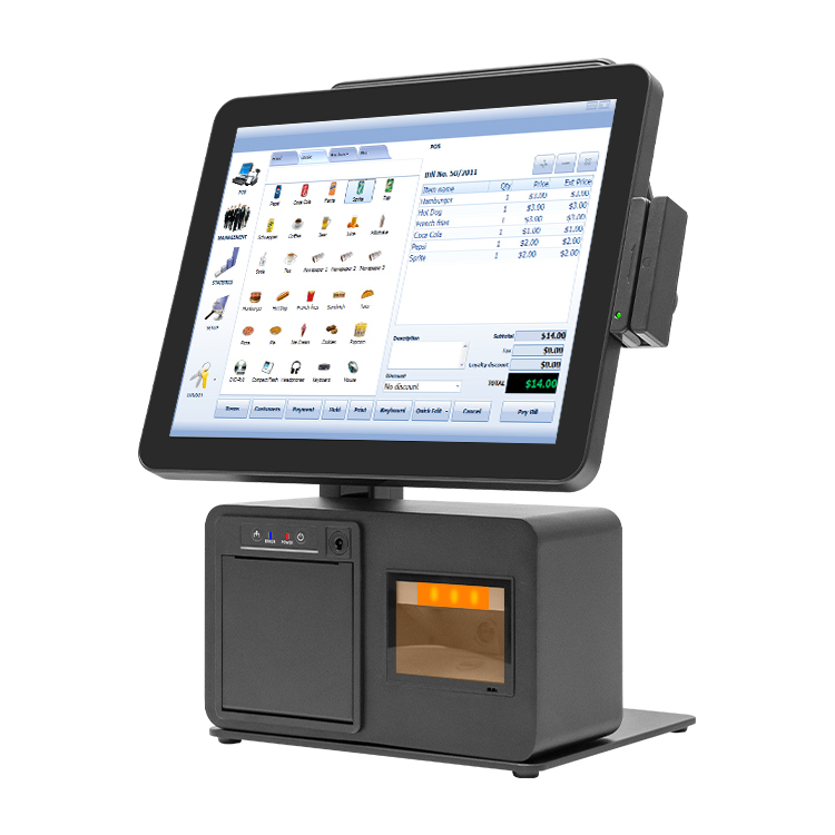 15inch All-in-One POS Solution with Built-in Printer & Scanner