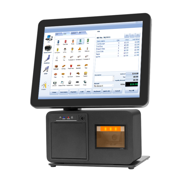 15inch All-in-One POS Solution with Built-in Printer & Scanner