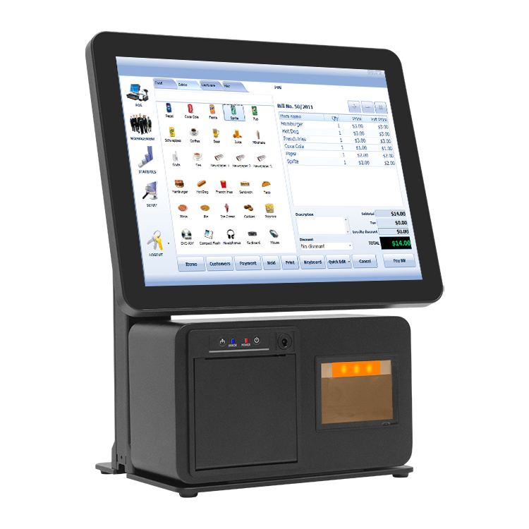 15inch All-in-One POS Solution with Built-in Printer & Scanner