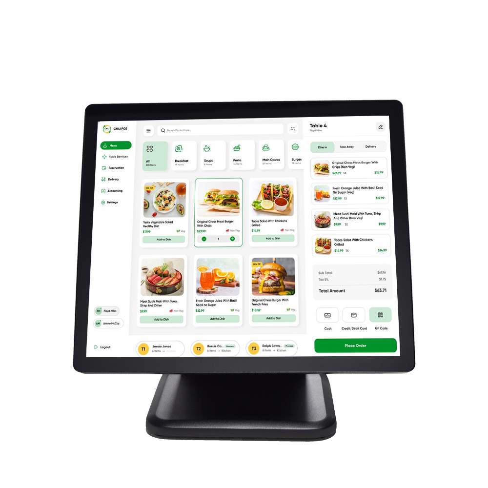 17" Industrial Touch Monitor Waterproof Metal Frame 1280x1024 USB Interface HD Display for Commercial Kitchens & Restaurants