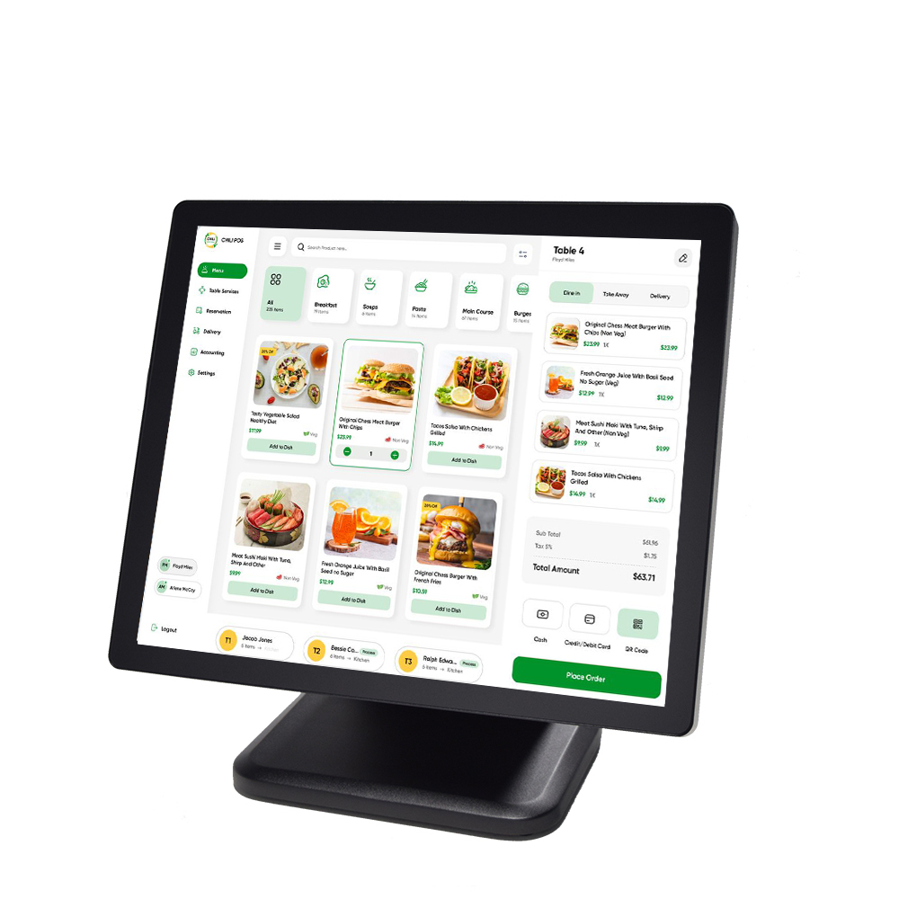 17" Industrial Touch Monitor Waterproof Metal Frame 1280x1024 USB Interface HD Display for Commercial Kitchens & Restaurants