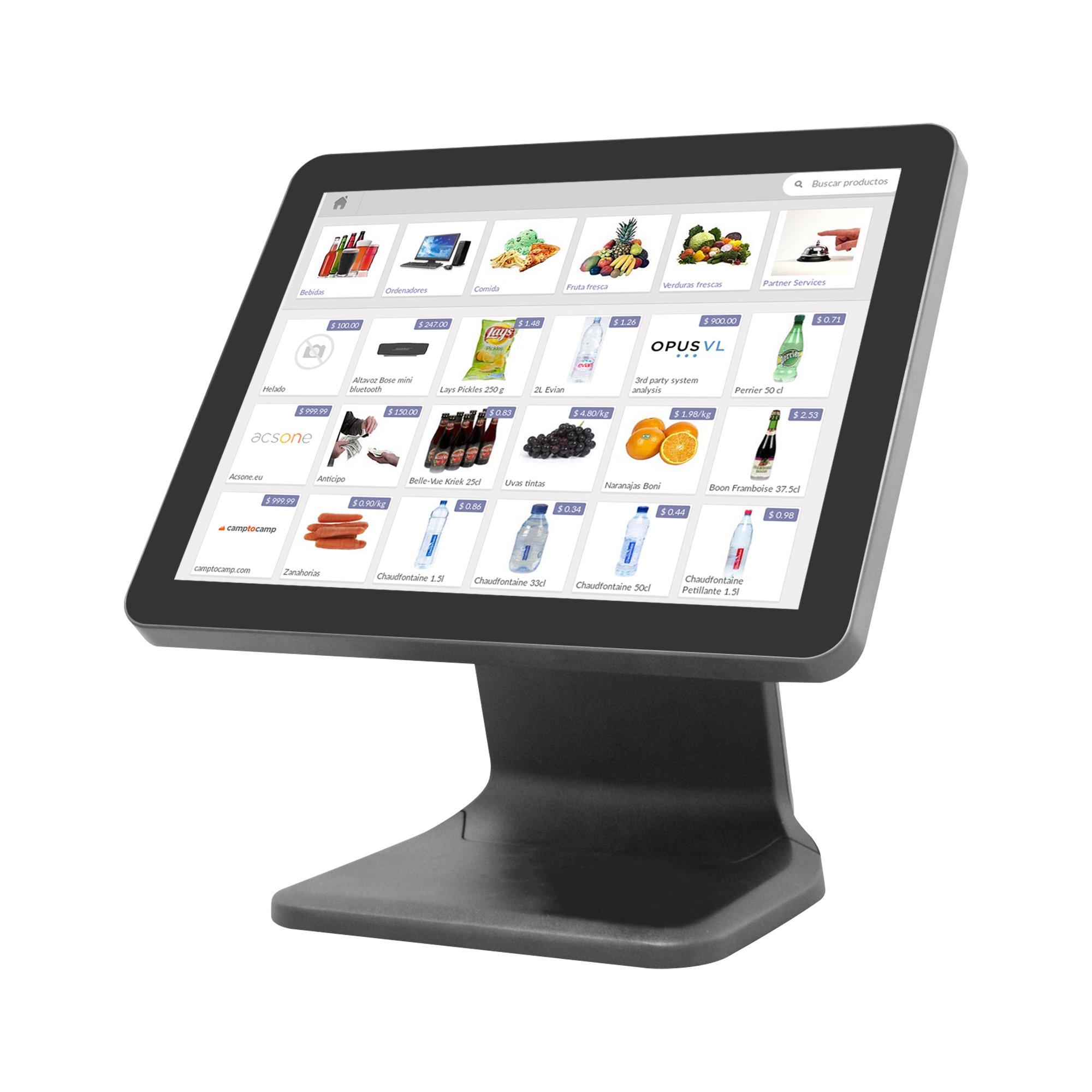 15" Capacitive Touch POS System, All-in-One Pos Machine with Hidden Wire Design & Built-in Speaker for Restaurant & Retail