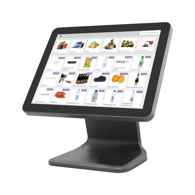 15" Capacitive Touch POS System, All-in-One Pos Machine with Hidden Wire Design & Built-in Speaker for Restaurant & Retail