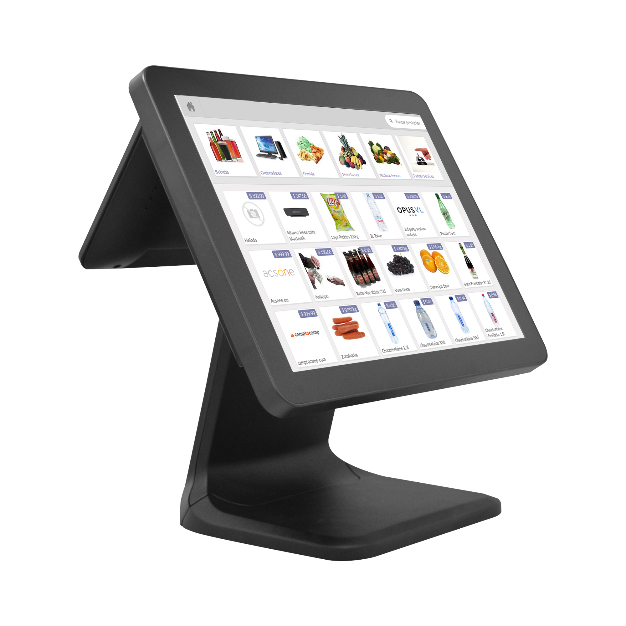 15" Capacitive Touch POS System, All-in-One Pos Machine with Hidden Wire Design & Built-in Speaker for Restaurant & Retail