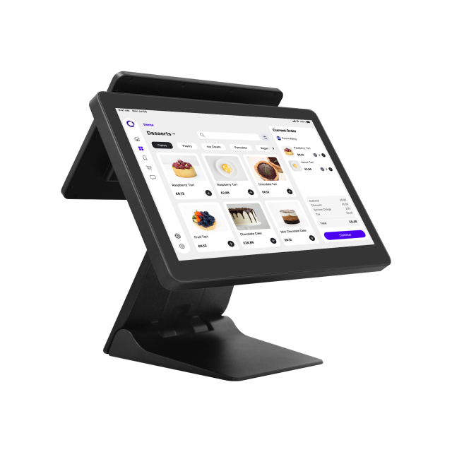 Fanless Dual-Screen POS System, Waterproof Commercial Touch Cash Register for Restaurant & Retail