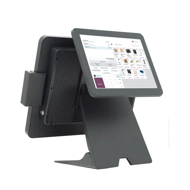 15" Waterproof Touch POS Machine, Fanless Aluminum Alloy POS System with Foldable Stand