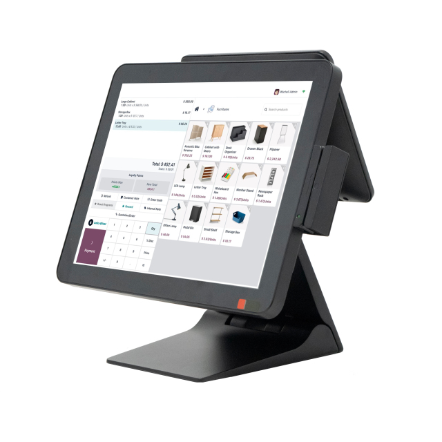 15" Waterproof Touch POS Machine, Fanless Aluminum Alloy POS System with Foldable Stand