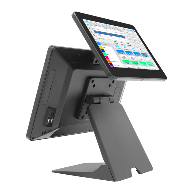 Folding base 15 inch dual screen capacitive touch ordering industrial all in one POS machine all-in-one machine