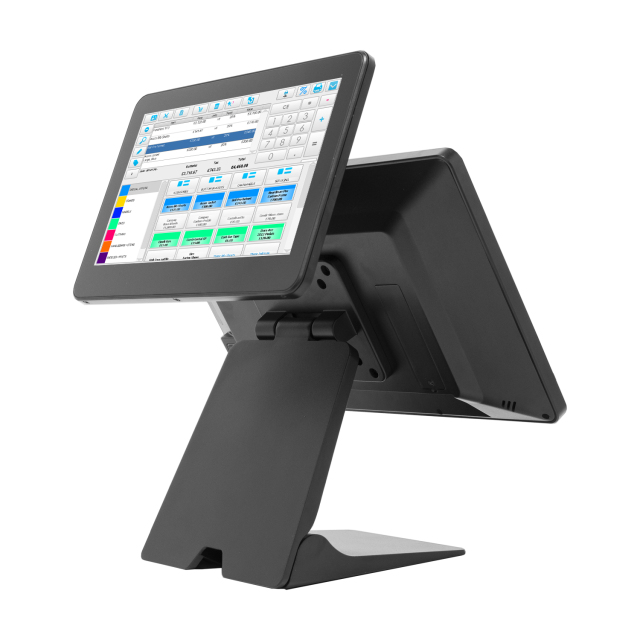 Folding base 15 inch dual screen capacitive touch ordering industrial all in one POS machine all-in-one machine
