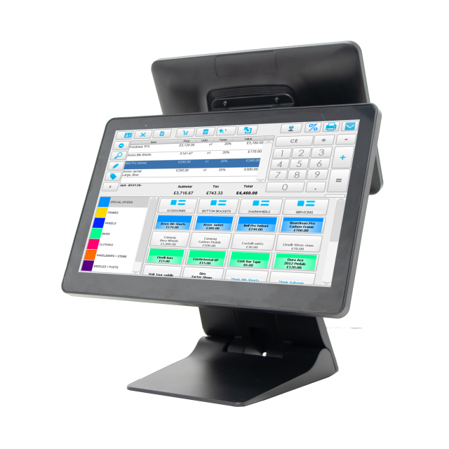 Folding base 15 inch dual screen capacitive touch ordering industrial all in one POS machine all-in-one machine