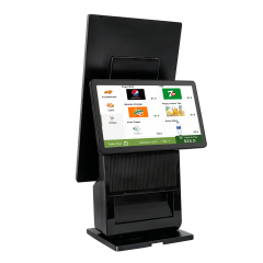 Self-Checkout Machine 23.8"+18.5" Touch Screens | Built-in Printer & Scanner | Dual/Single POS for Supermarkets