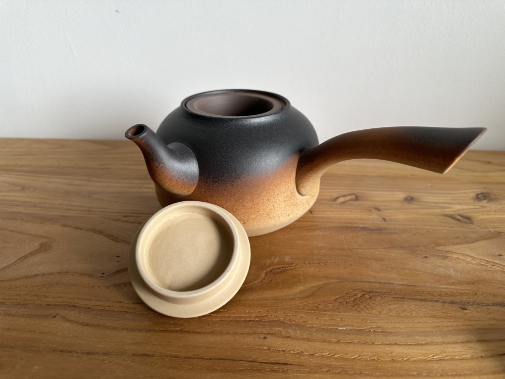 Camping Stovetop Safe 800ml Raw Ore Clay Side Handle Teapot, Portable Handcrafted Kyusu Tea Kettle with Heat-Resistant Handle, Open Flame Gas Stove Safe for Outdoor & Home Loose Leaf Tea Brewing