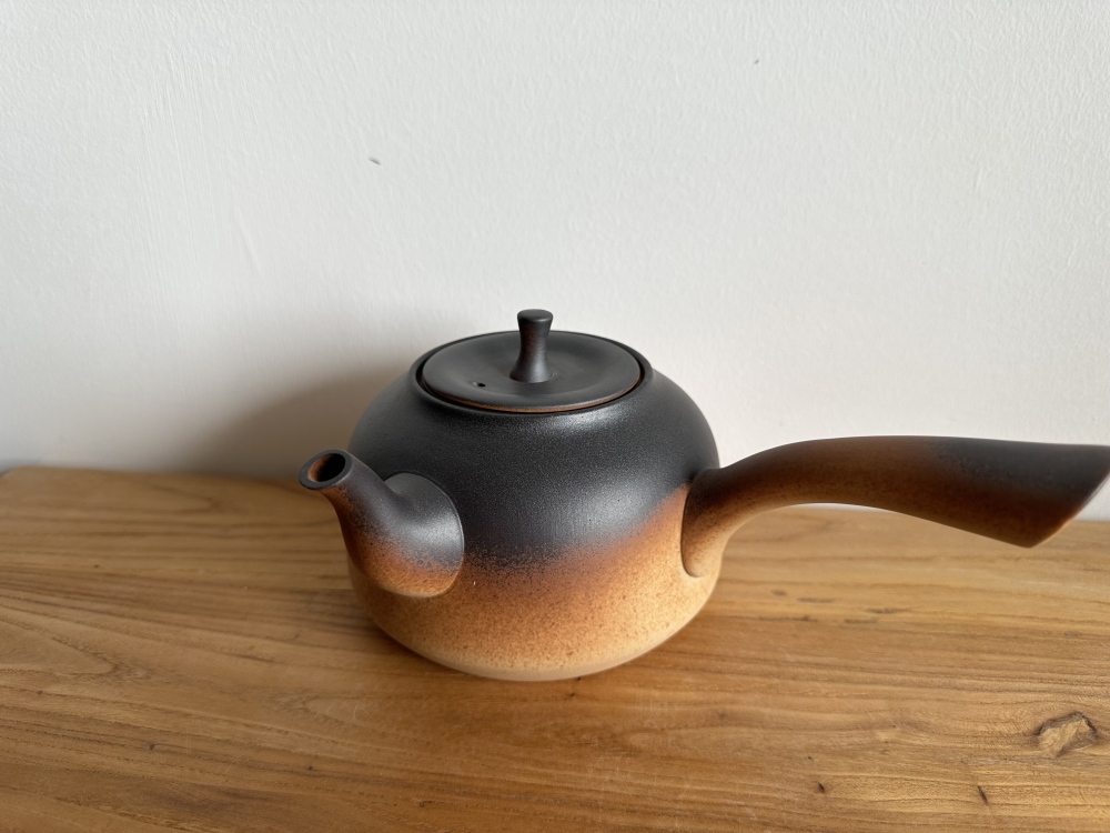 Camping Stovetop Safe 800ml Raw Ore Clay Side Handle Teapot, Portable Handcrafted Kyusu Tea Kettle with Heat-Resistant Handle, Open Flame Gas Stove Safe for Outdoor & Home Loose Leaf Tea Brewing