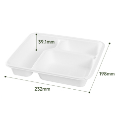 3-compartment square plate