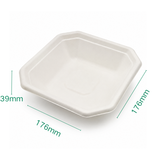 Biodegradable bagasse disposable square light meal container, commercial takeout packaging container,MY SHOP,Spuare bowl Series