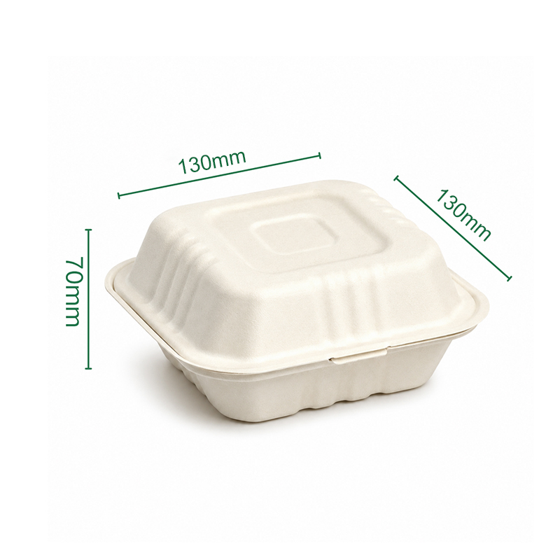 Biodegradable disposable sugarcane pulp burger boxes, compostable takeout containers suitable for various commercial catering establishments.,MY SHOP,Salad BowlSeries