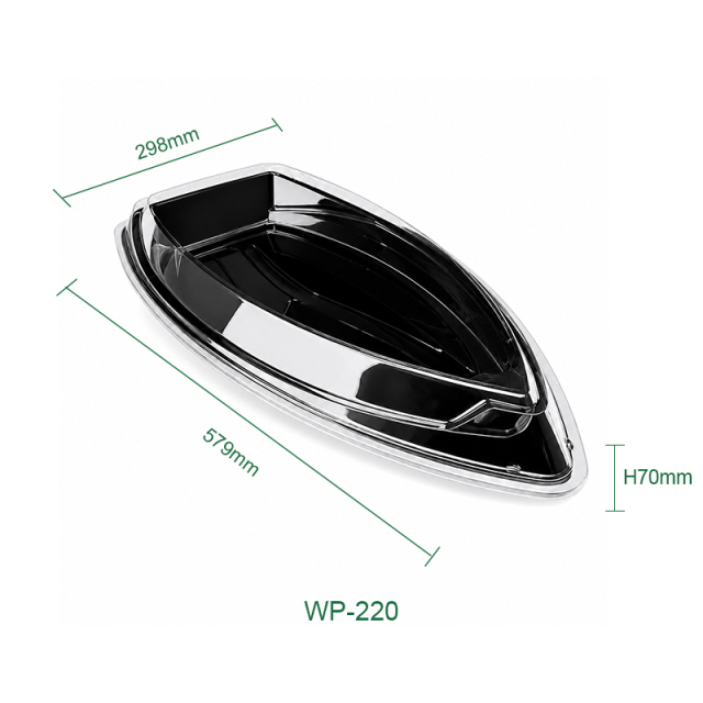 Food-grade PET disposable boat-shaped sushi box, commercial catering and takeout packaging container, specially customized for catering and takeout scenarios.,MY SHOP,Ship shaped tray