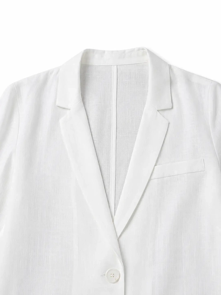 Custom Women's Linen Blend Relaxed Blazer Manufacturer