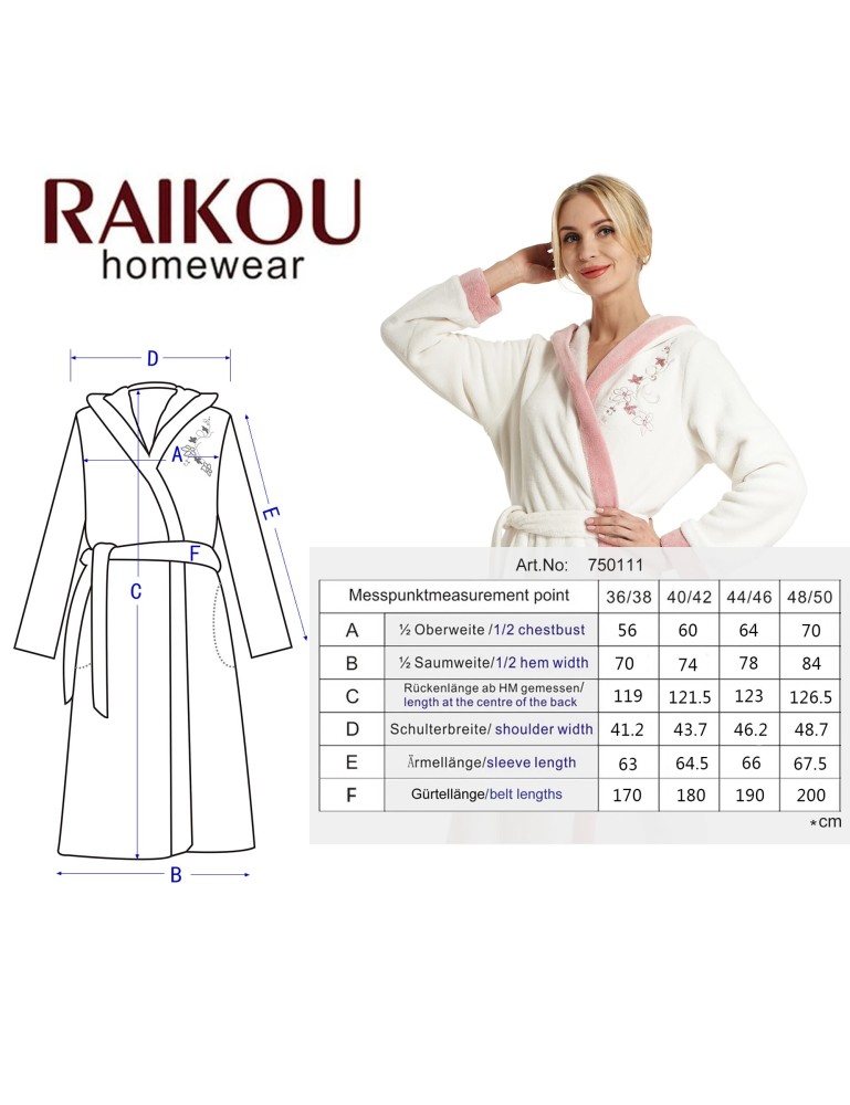 RAIKOU Damen Bademantel mit Kapuze weiches und super flauschiges Coral-Fleece Flausch RelaxKuschelfrottee Microfaser