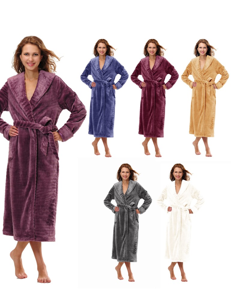 RAIKOU Damen Bademantel Morgenmantel Saunamantel weiches und super flauschiges Coral-Fleece Flausch RelaxKuschelfrottee Microfaser