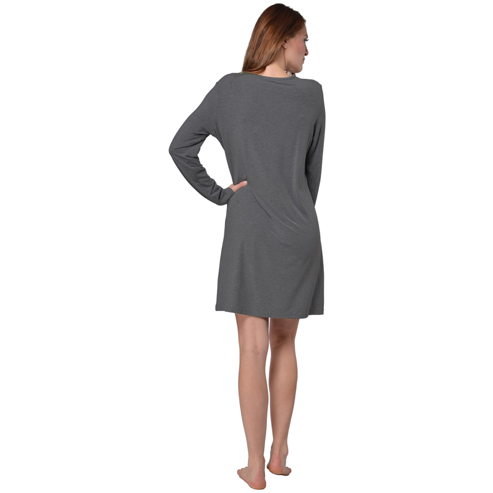 RAIKOU Damen Jersey Kleid Langarm Knielang feminine Looks Elegant trendiges Homewear Kleid Minikleider Strandkleider Nachthemd Loungewear