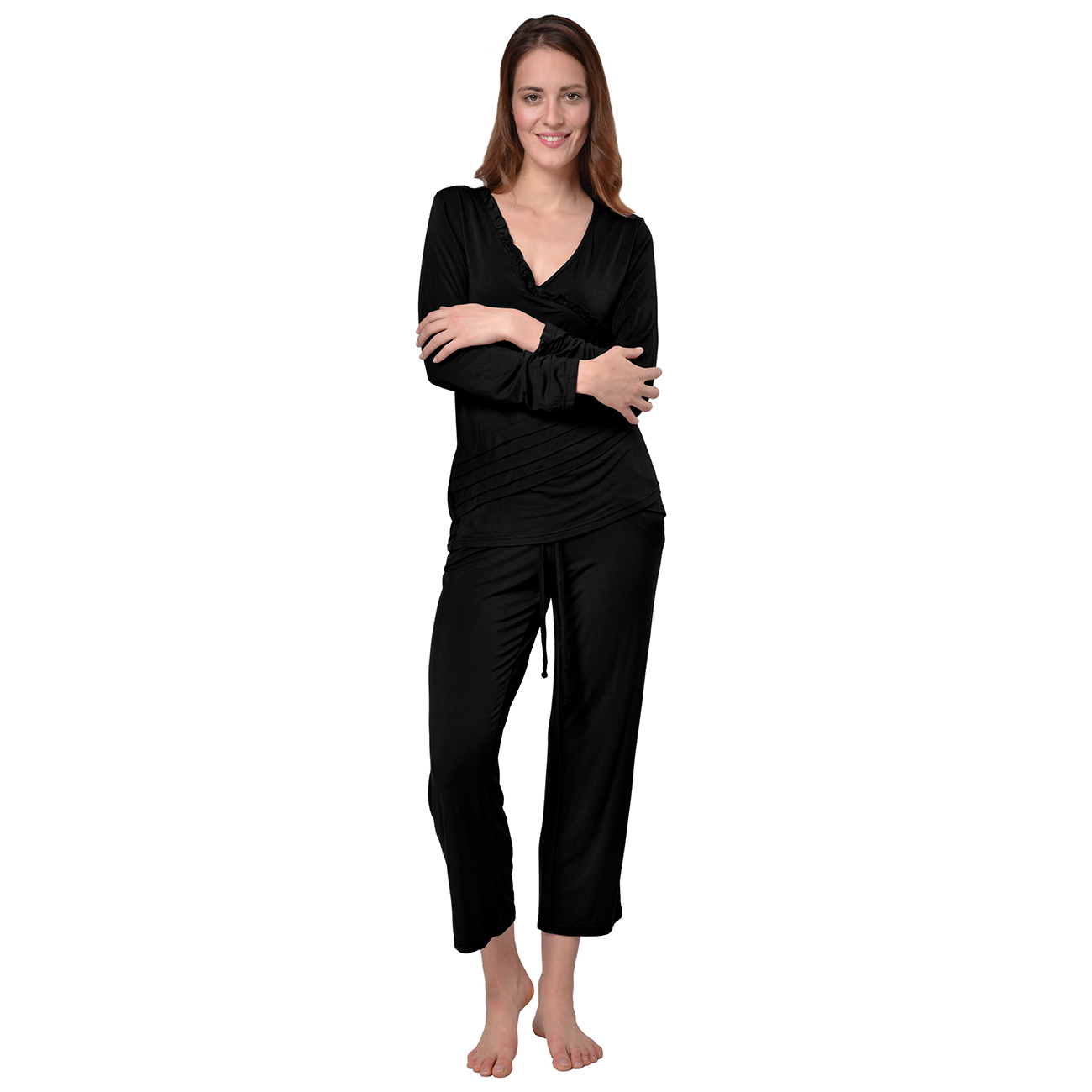 RAIKOU Damen Jersey Fitness Yoga Badeanzug Hausanzug mit Rüschen Raffungen