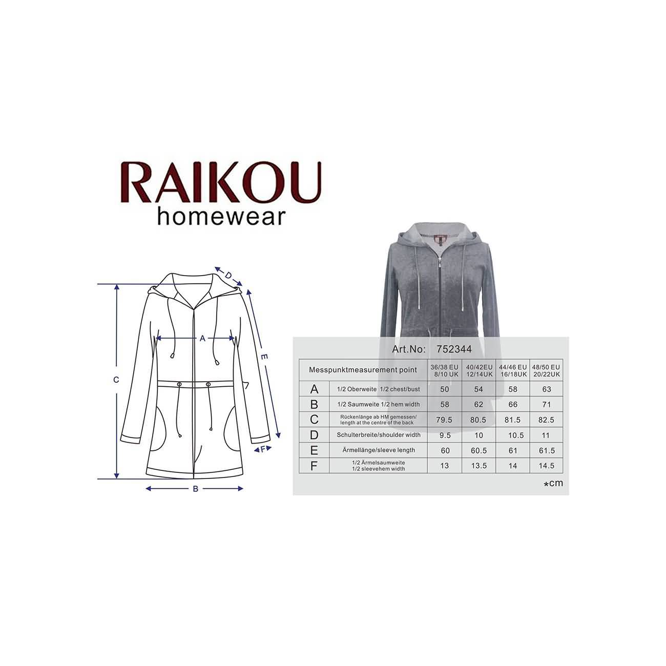 RAIKOU Damen Nicki Velour Kurzer Bademantel/Morgenmantel/Saunamantel mit Reißverschluss mit Hohem Baumwollanteil Kapuzenjacke Hoodie Zipper Jacket