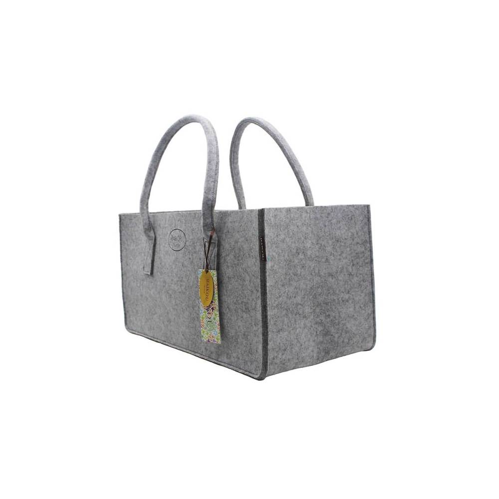 RAIKOU KULT Filz-Tasche Hochwertige Einkaufstasche, Strandtasche，Badetasche, Henkeltasche，Zeitungskorb, Filzkorb, Einkaufskorb, Kaminholztasche， Zeitungsständer  auch für Garten Picknick Strand，vielseitige Tragetasche zur Spielzeug Aufbewahrung Handtasche