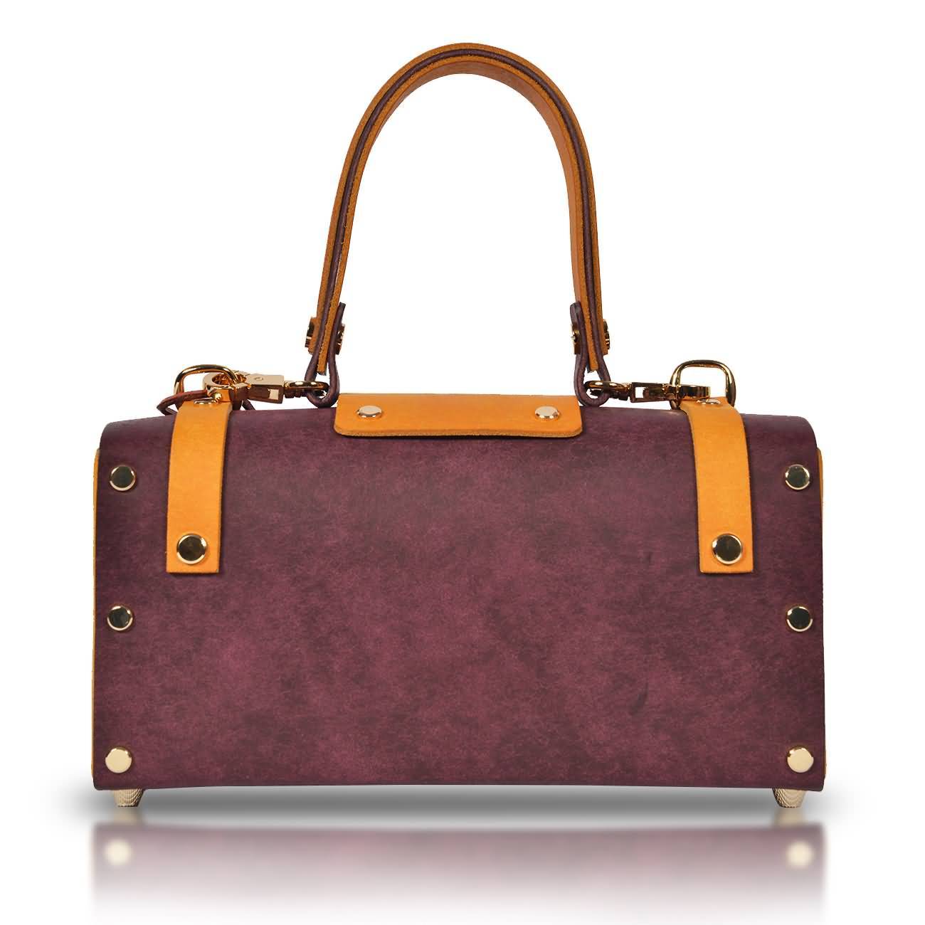 RAIKOU Damen Handtasche aus pflanzlich gegerbtem Leder italienische Lederwaren  Abendtasche Echt-Leder Schultertasche Umhängetasche schönes Vintage Design Vegetable-tanned leather box bag