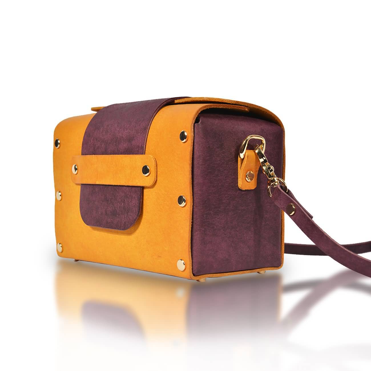 RAIKOU Damen Handtasche aus pflanzlich gegerbtem Leder italienische Lederwaren  Abendtasche Echt-Leder Schultertasche Umhängetasche schönes Vintage Design Vegetable-tanned leather box bag