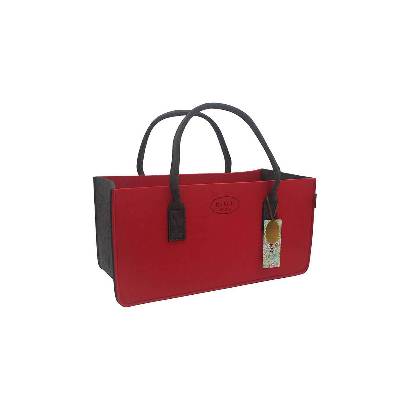 RAIKOU KULT Filz-Tasche Hochwertige Einkaufstasche, Strandtasche，Badetasche, Henkeltasche，Zeitungskorb, Filzkorb, Einkaufskorb, Kaminholztasche， Zeitungsständer  auch für Garten Picknick Strand，vielseitige Tragetasche zur Spielzeug Aufbewahrung Handtasche