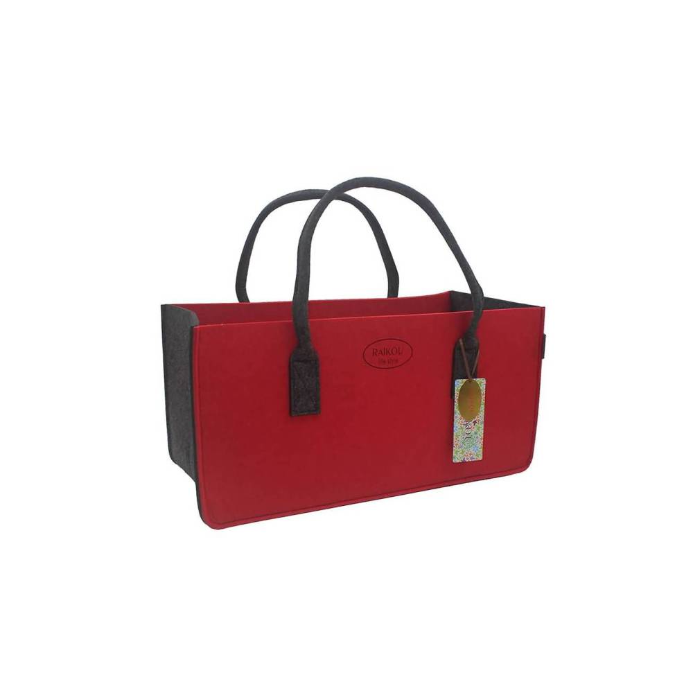 RAIKOU KULT Filz-Tasche Hochwertige Einkaufstasche, Strandtasche，Badetasche, Henkeltasche，Zeitungskorb, Filzkorb, Einkaufskorb, Kaminholztasche， Zeitungsständer  auch für Garten Picknick Strand，vielseitige Tragetasche zur Spielzeug Aufbewahrung Handtasche