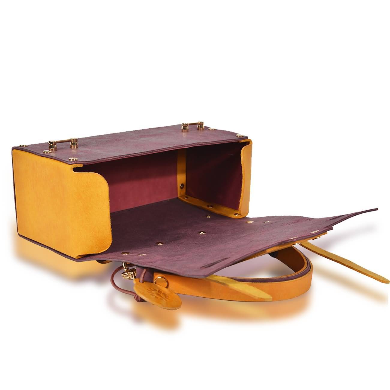RAIKOU Damen Handtasche aus pflanzlich gegerbtem Leder italienische Lederwaren  Abendtasche Echt-Leder Schultertasche Umhängetasche schönes Vintage Design Vegetable-tanned leather box bag