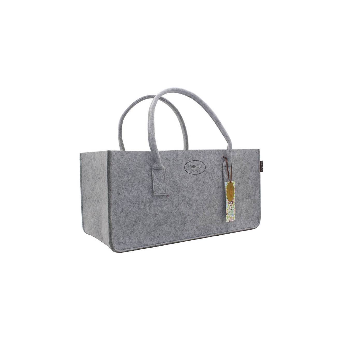 RAIKOU KULT Filz-Tasche Hochwertige Einkaufstasche, Strandtasche，Badetasche, Henkeltasche，Zeitungskorb, Filzkorb, Einkaufskorb, Kaminholztasche， Zeitungsständer  auch für Garten Picknick Strand，vielseitige Tragetasche zur Spielzeug Aufbewahrung Handtasche