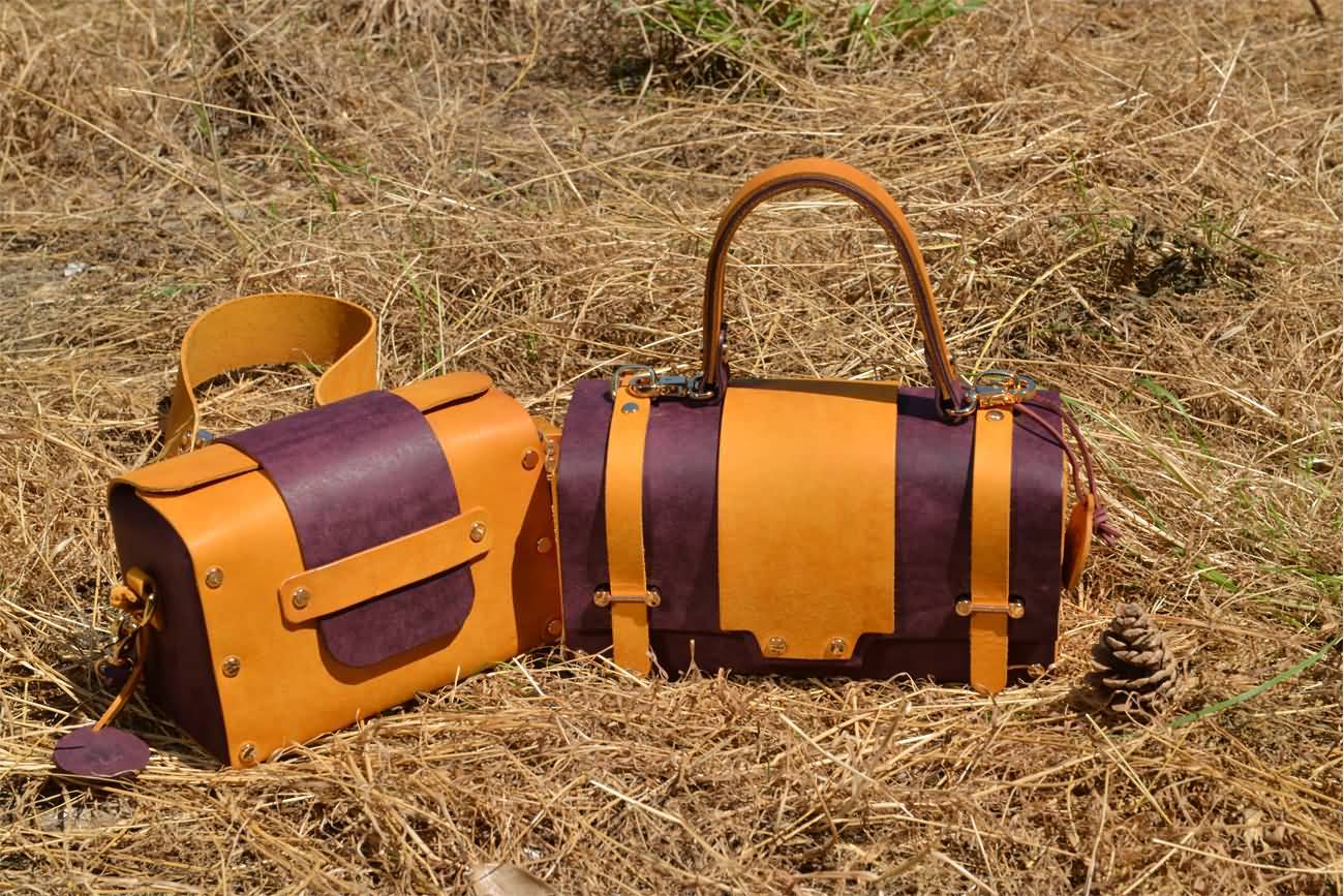 RAIKOU Damen Handtasche aus pflanzlich gegerbtem Leder italienische Lederwaren  Abendtasche Echt-Leder Schultertasche Umhängetasche schönes Vintage Design Vegetable-tanned leather box bag