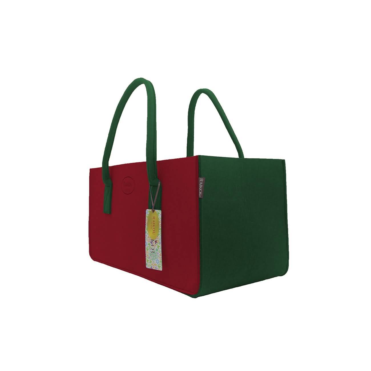 RAIKOU KULT Filz-Tasche Hochwertige Einkaufstasche, Strandtasche，Badetasche, Henkeltasche，Zeitungskorb, Filzkorb, Einkaufskorb, Kaminholztasche， Zeitungsständer  auch für Garten Picknick Strand，vielseitige Tragetasche zur Spielzeug Aufbewahrung Handtasche