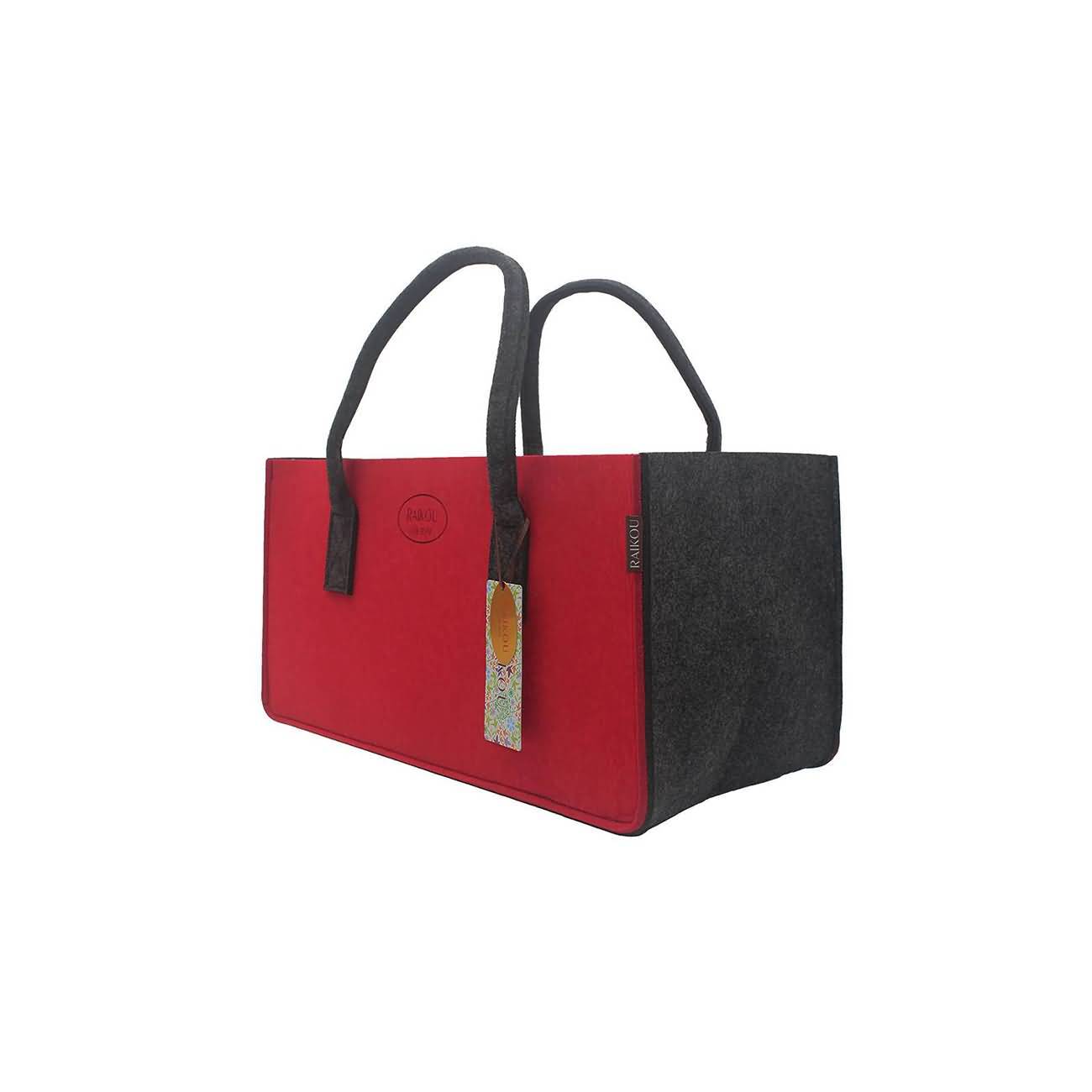 RAIKOU KULT Filz-Tasche Hochwertige Einkaufstasche, Strandtasche，Badetasche, Henkeltasche，Zeitungskorb, Filzkorb, Einkaufskorb, Kaminholztasche， Zeitungsständer  auch für Garten Picknick Strand，vielseitige Tragetasche zur Spielzeug Aufbewahrung Handtasche