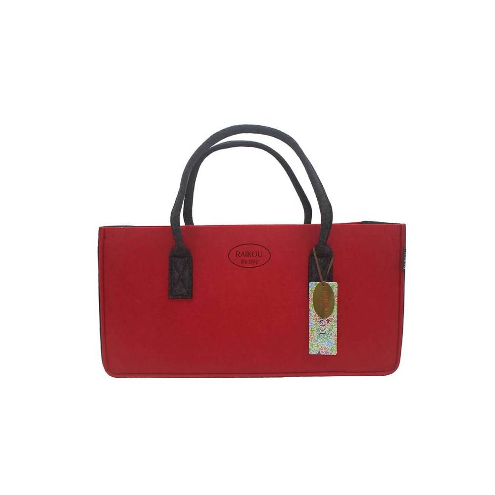 RAIKOU KULT Filz-Tasche Hochwertige Einkaufstasche, Strandtasche，Badetasche, Henkeltasche，Zeitungskorb, Filzkorb, Einkaufskorb, Kaminholztasche， Zeitungsständer  auch für Garten Picknick Strand，vielseitige Tragetasche zur Spielzeug Aufbewahrung Handtasche