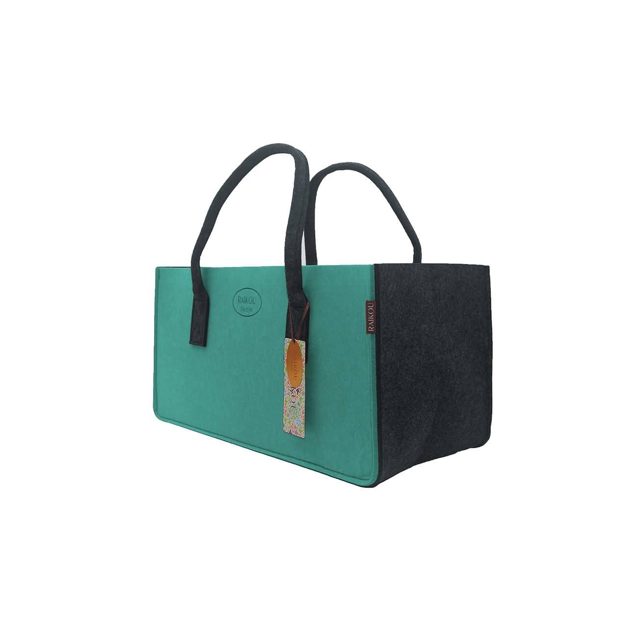 RAIKOU KULT Filz-Tasche Hochwertige Einkaufstasche, Strandtasche，Badetasche, Henkeltasche，Zeitungskorb, Filzkorb, Einkaufskorb, Kaminholztasche， Zeitungsständer  auch für Garten Picknick Strand，vielseitige Tragetasche zur Spielzeug Aufbewahrung Handtasche