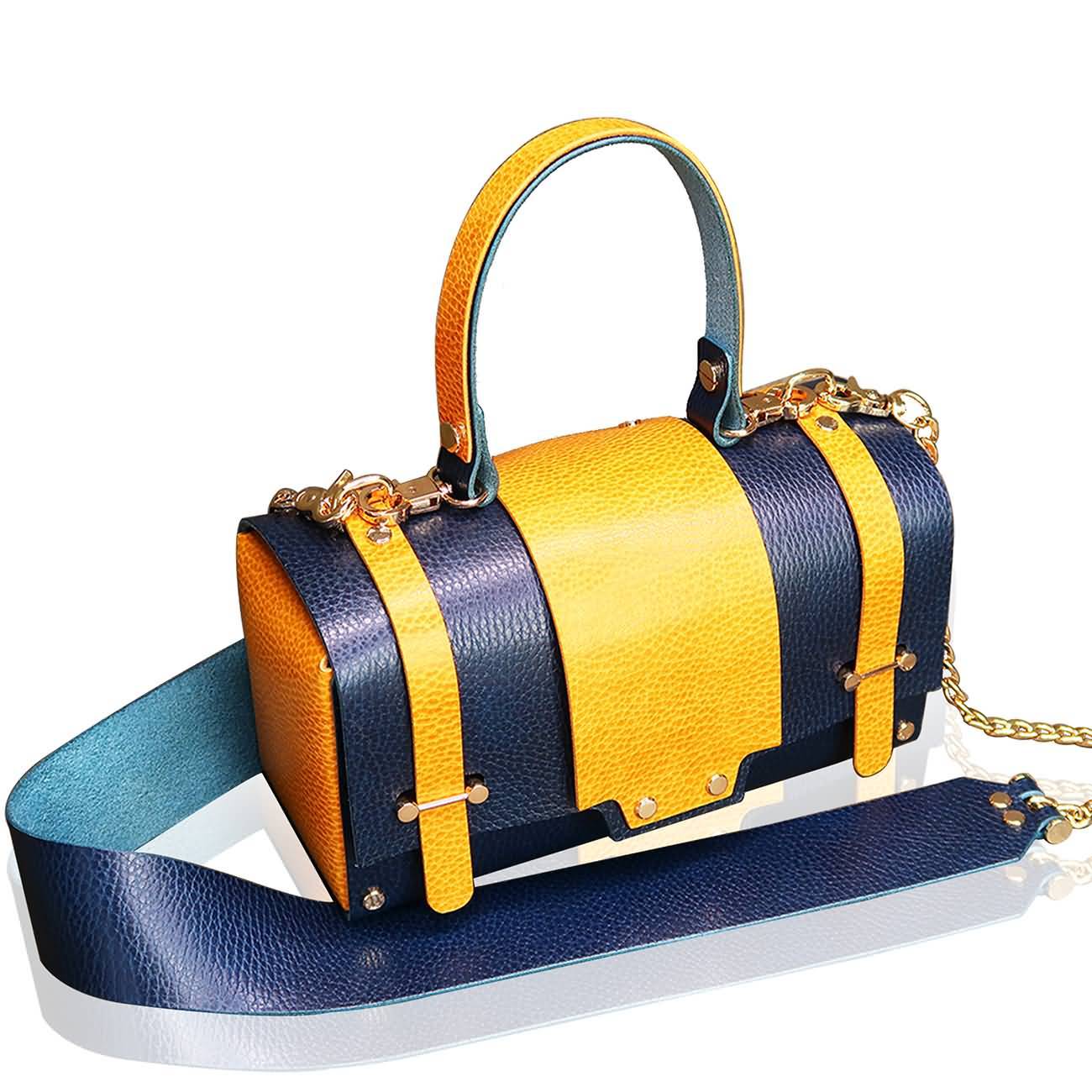 RAIKOU Damen Handtasche aus pflanzlich gegerbtem Leder italienische Lederwaren  Abendtasche Echt-Leder Schultertasche Umhängetasche schönes Vintage Design Vegetable-tanned leather box bag